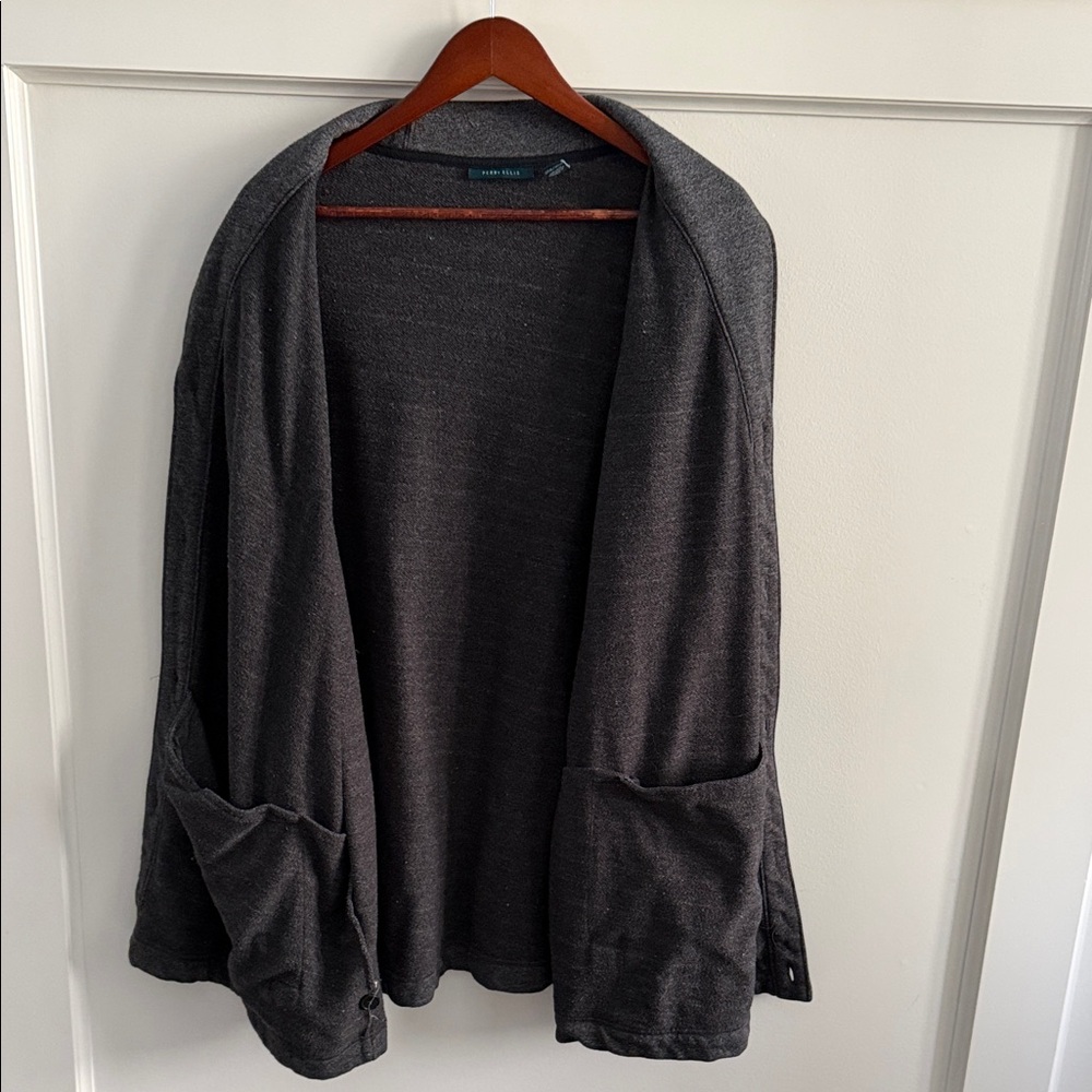 Perry Ellis Marled Knit Cardigan • 3XLT Charcoal Gray • Shawl Collar • GUC - Picture 8 of 8